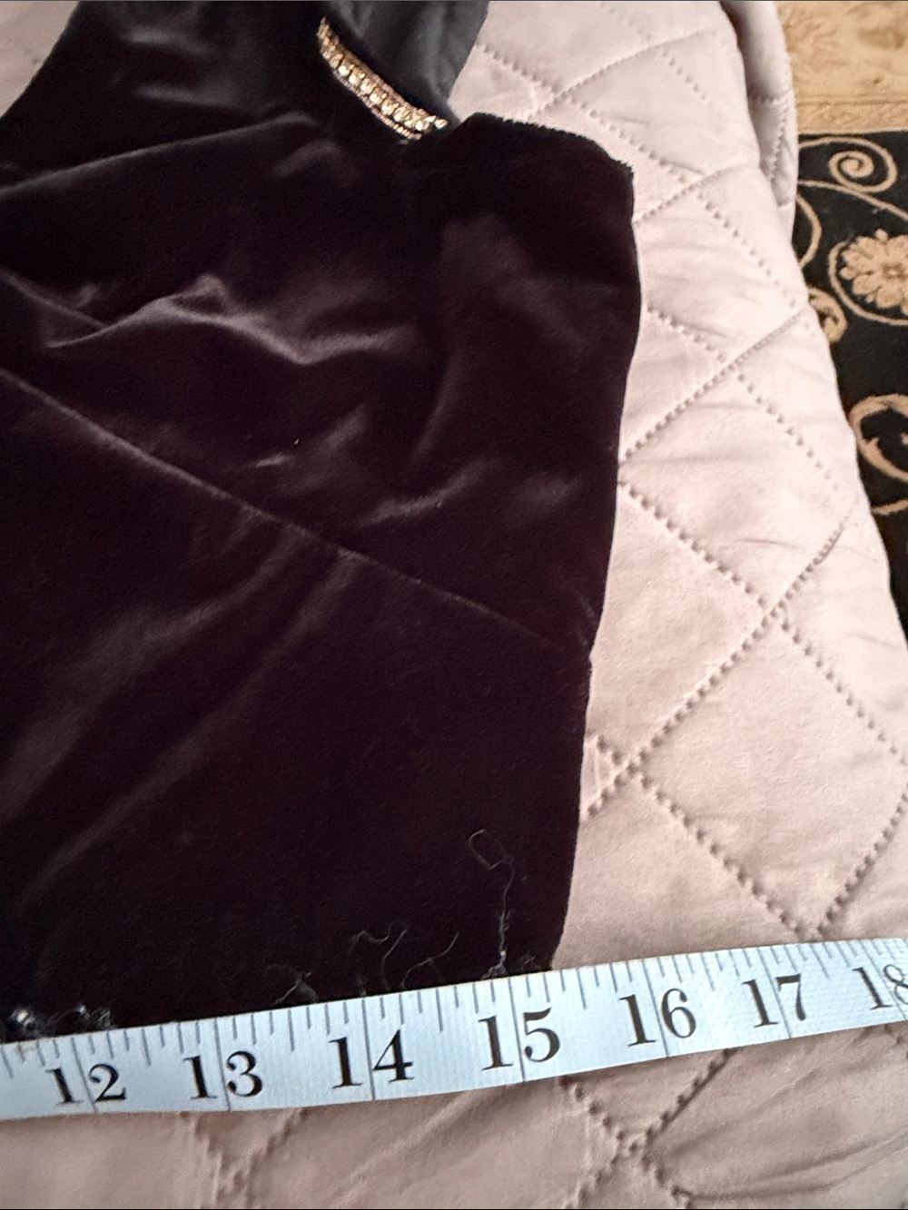 Black Velvet Cropped Top with Beaded Trim - Picture 8 of 11